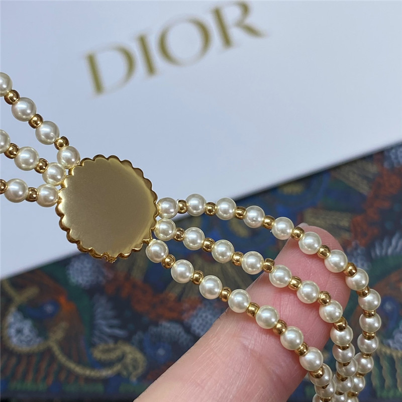 D10r glass bead triple pearl choker waist chain