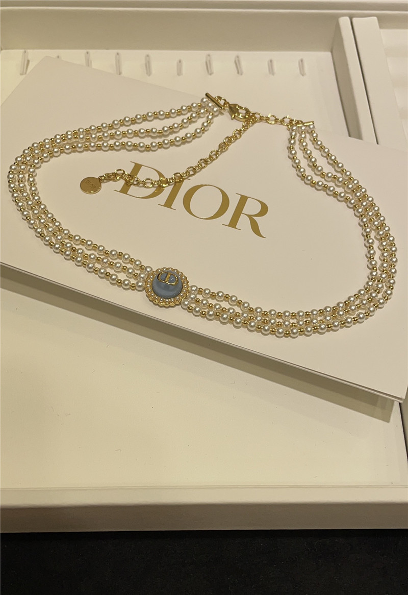dior glass bead triple pearl choker waist chain