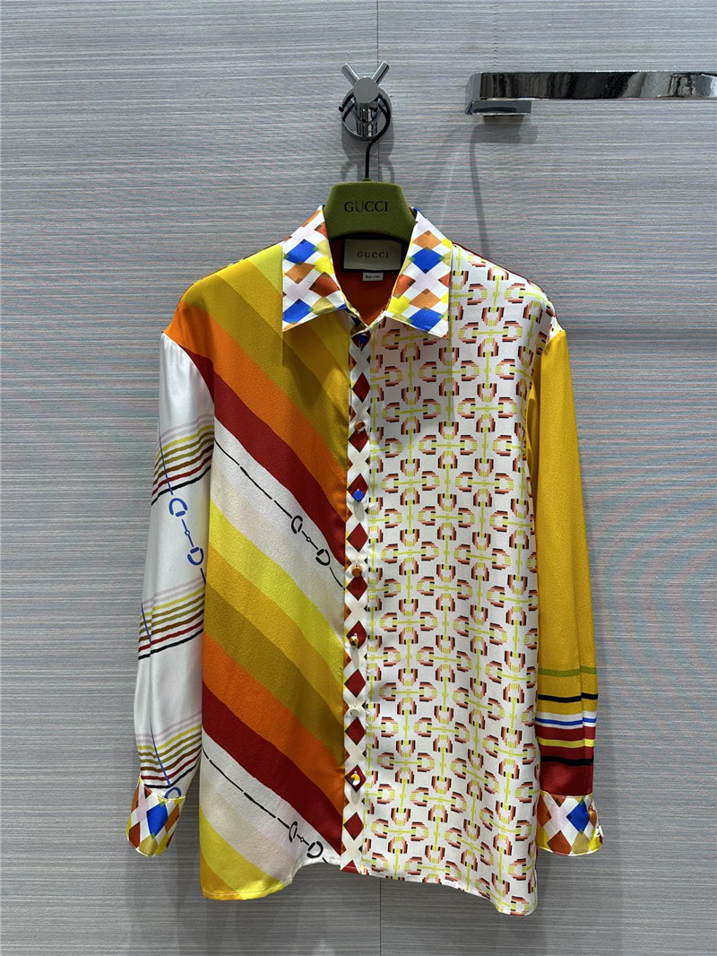 Gucci patchwork printed silk shirt replica d&g clothing