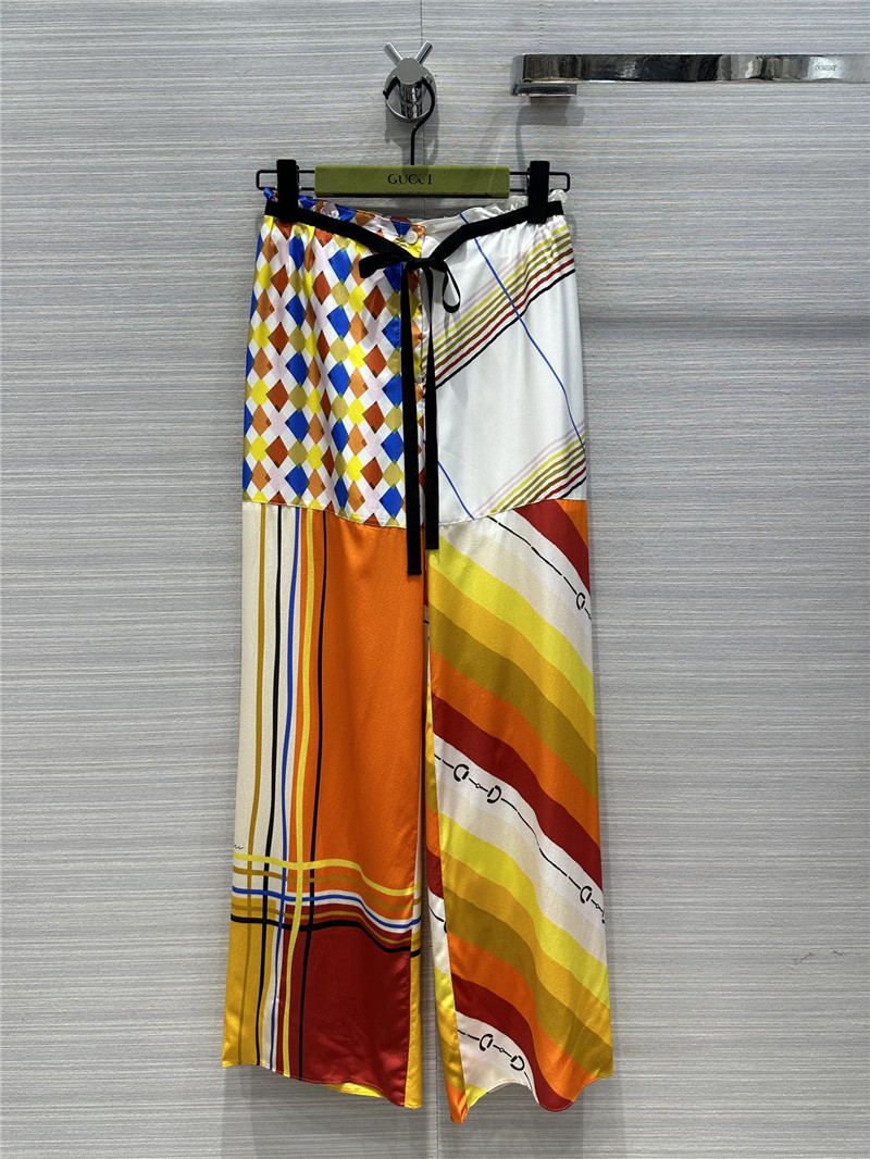 Gucci patchwork printed silk pants replica clothing sites