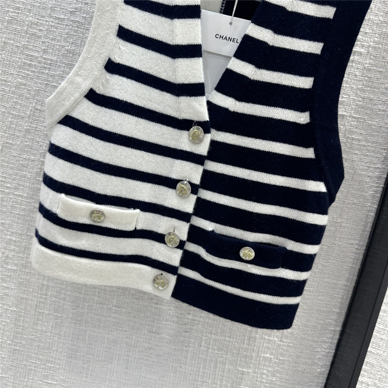 Ch**el contrast striped cashmere vest replica clothing sites