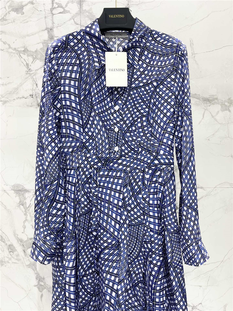 Va1e*ntin0 silk plaid print dress replica clothing sites