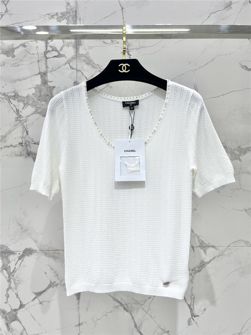 Chanel U-Neck Short Sleeve White Tee
