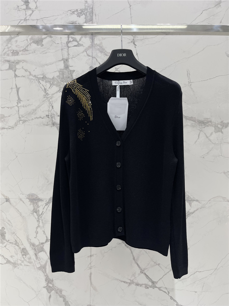 Dior Beading Linen Cardigan Black