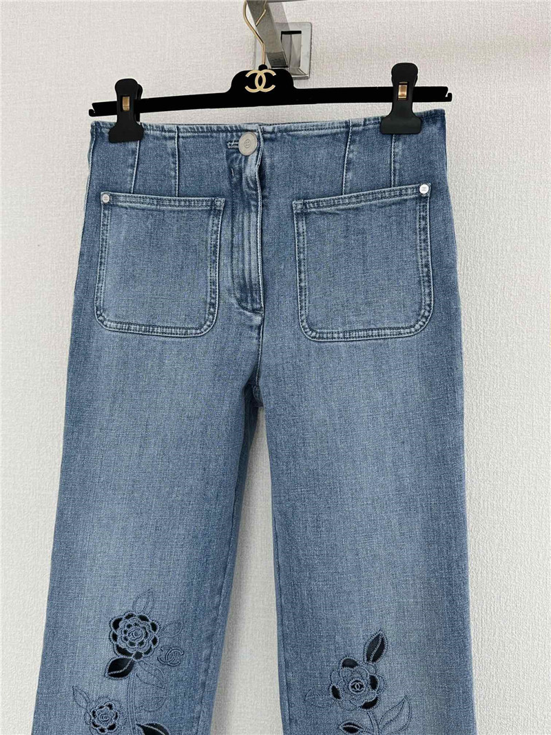 Chanel Double Pocket Embroidered Jeans