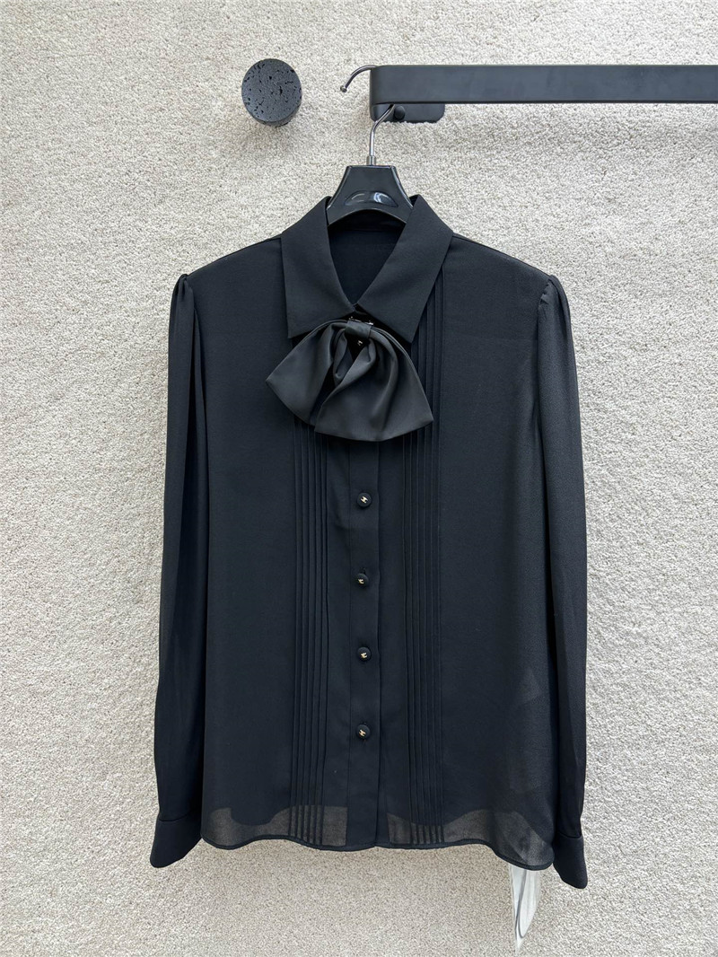 Celine Black Bow Long Sleeve Shirt