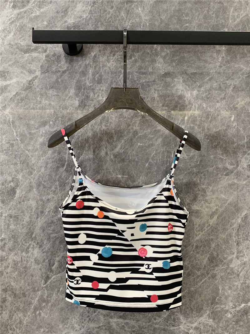 Ch**el printed vest + shorts swimsuit set replicas clothes