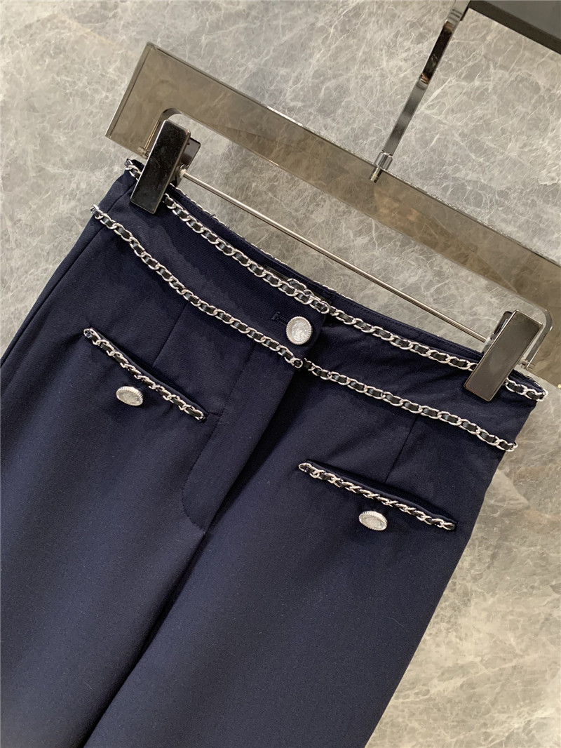 Ch**el metal chain casual straight pants replica clothes