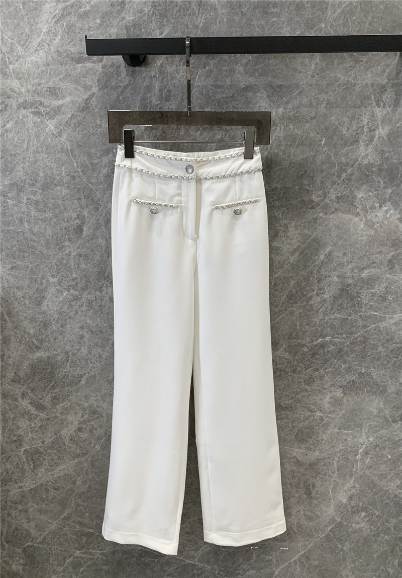 Chanel metal chain casual straight pants replica clothes
