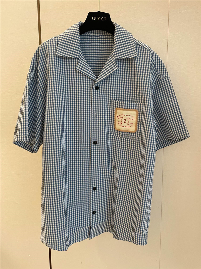 Chanel blue and white plaid shirt replica d&g clothing