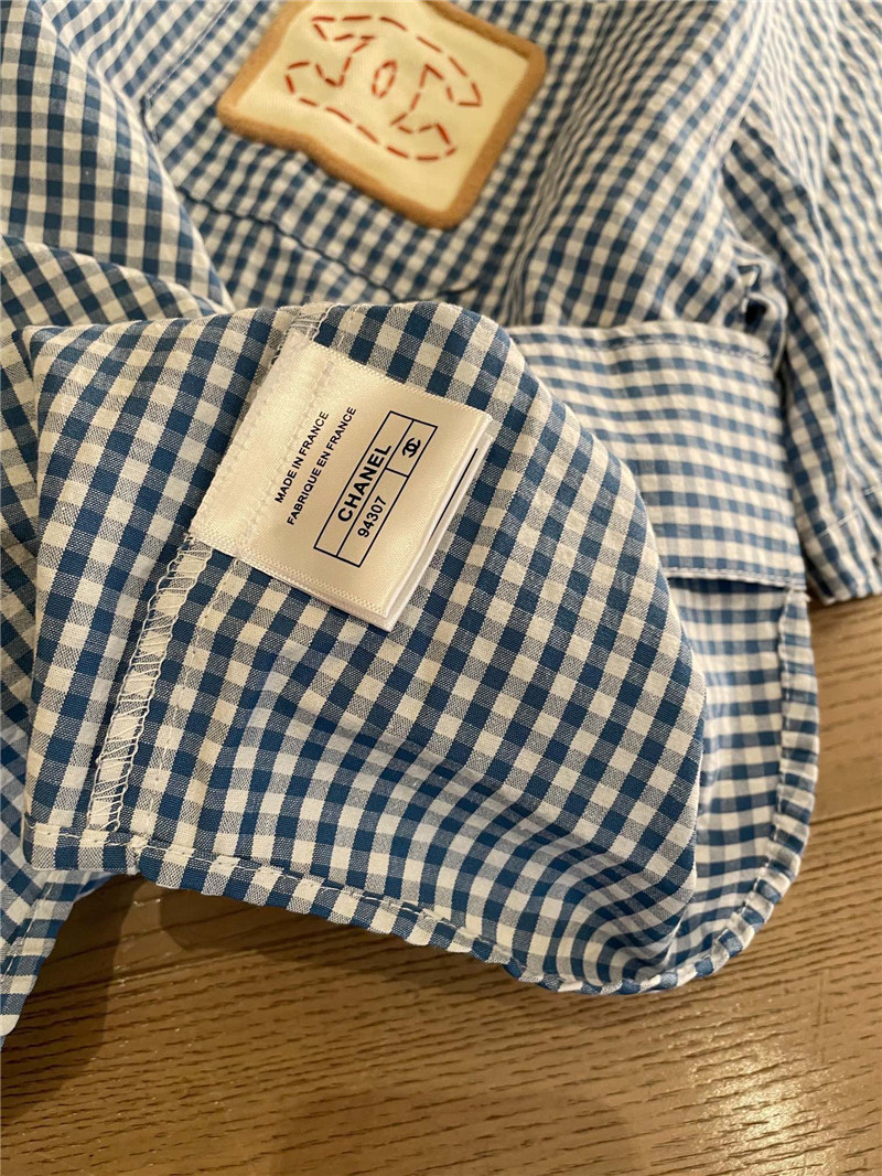 Ch**el blue and white plaid shirt replica d&g clothing