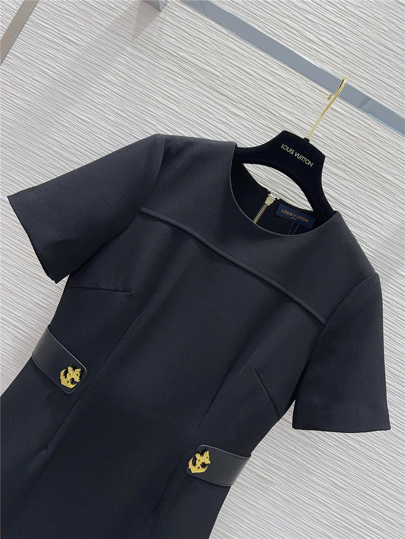 louis vuitton LV Hepburn style short-sleeved dress replica clothes