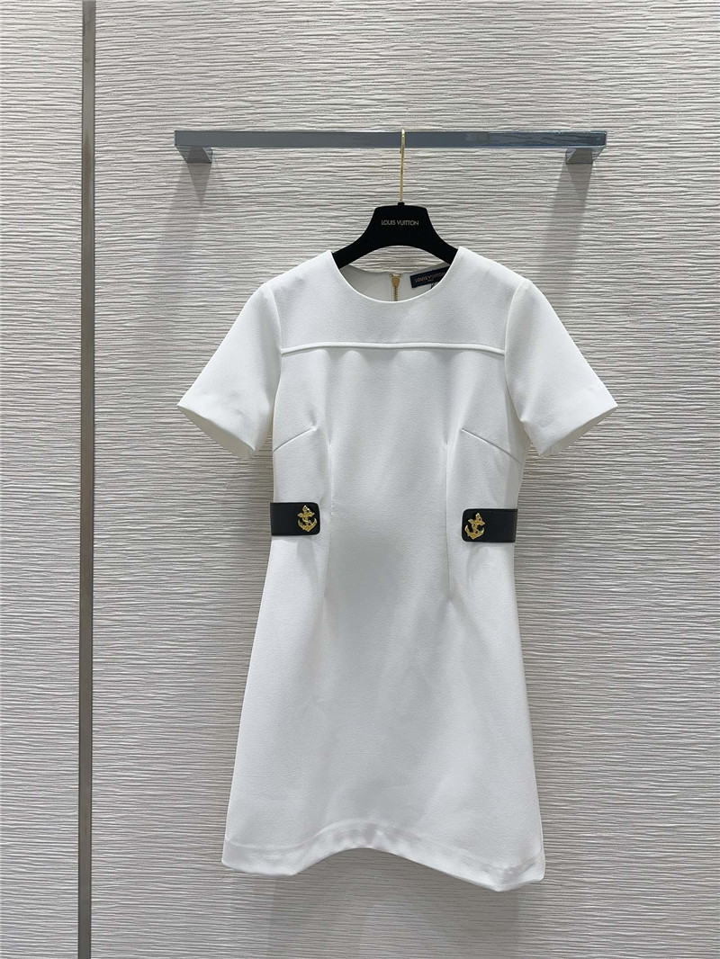 louis vuitton LV Hepburn style short-sleeved dress replica clothes
