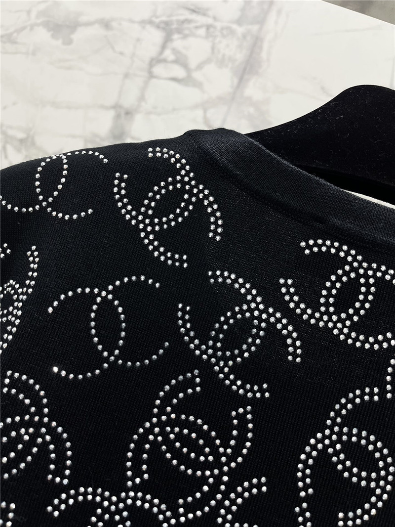 Ch**el hot rhinestone knitted short-sleeved replica clothes