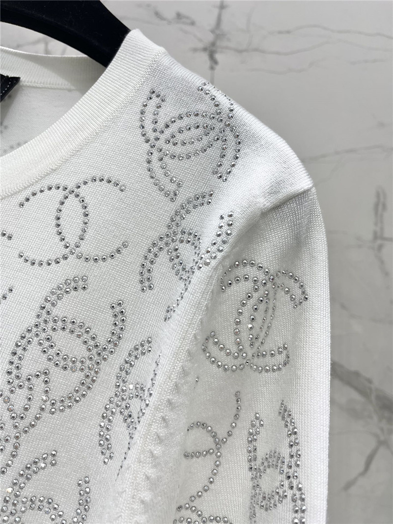 Ch**el hot rhinestone knitted short-sleeved replica clothes