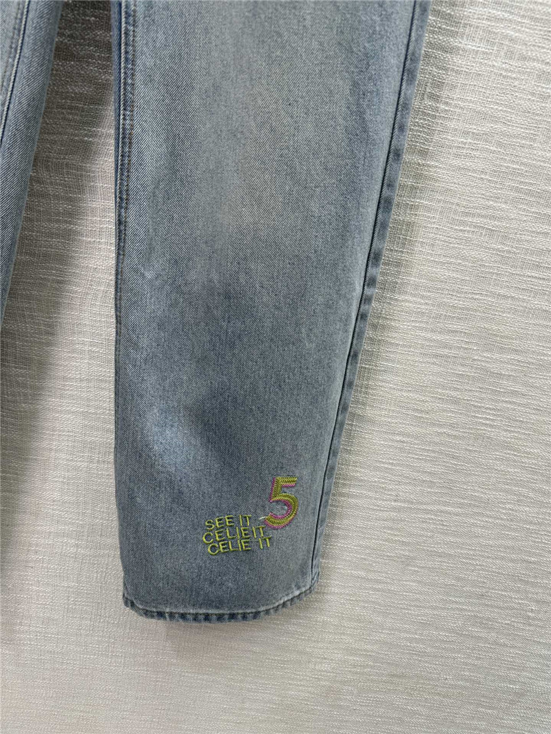 Ch**el ripped denim straight pants replica designer clothes