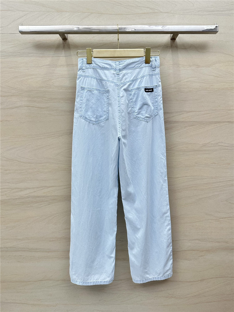 M1um1u retro blue and white denim trousers replicas clothes