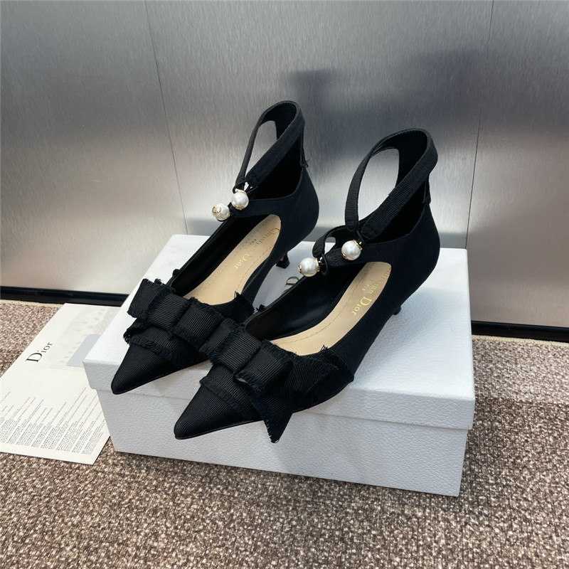 Dior Adiorable Black Fringed Grosgrain Pump