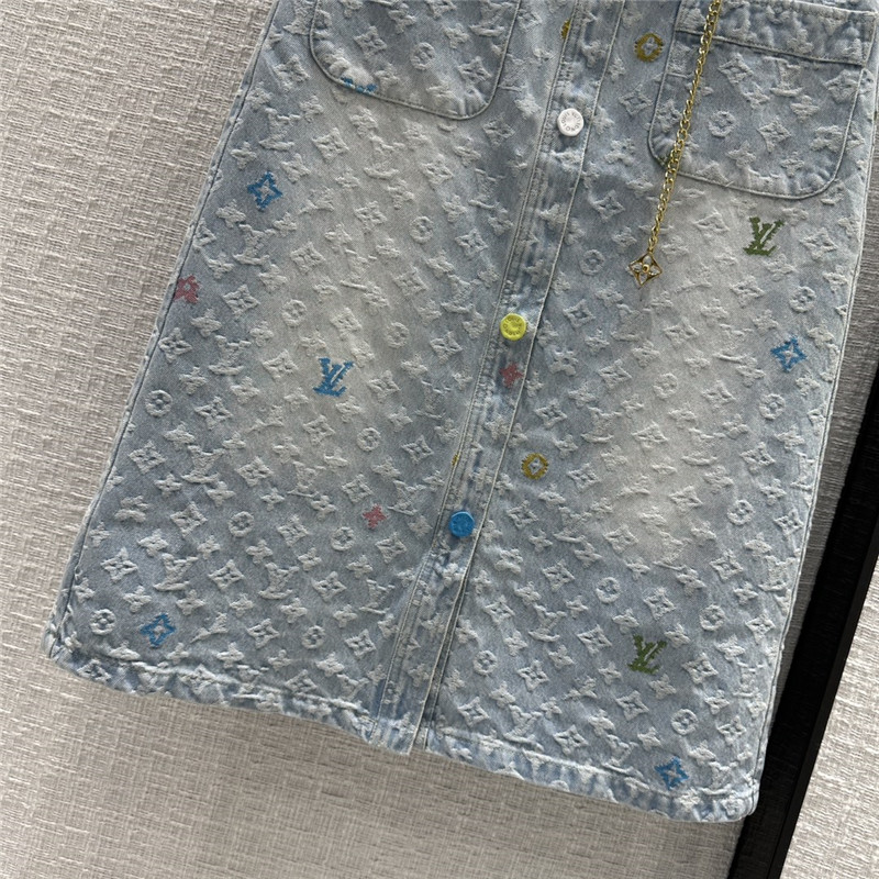 louis vuitton LV denim midi skirt replica clothes