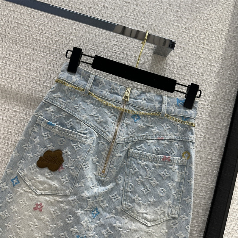louis vuitton LV denim midi skirt replica clothes