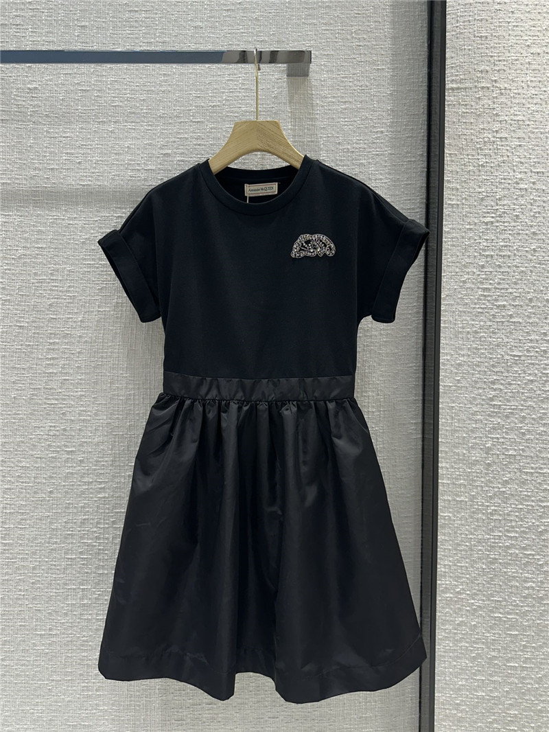 Alexander mcqueen black nylon patchwork dress replica clothing