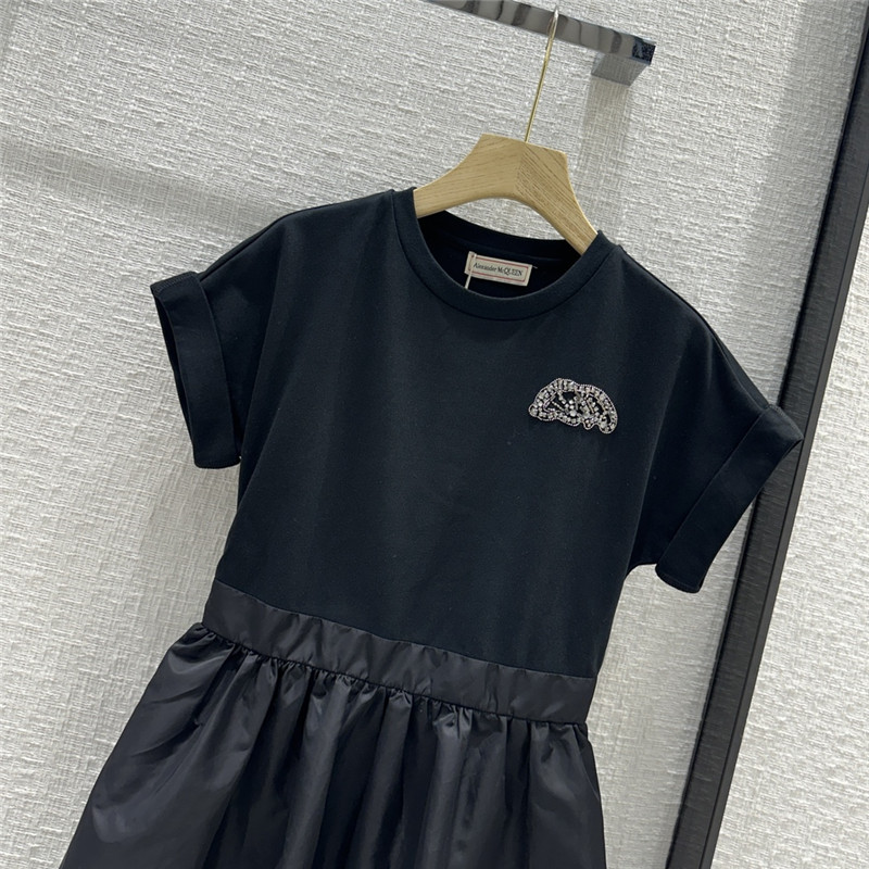 Alexander mcqueen black nylon patchwork dress replica clothing