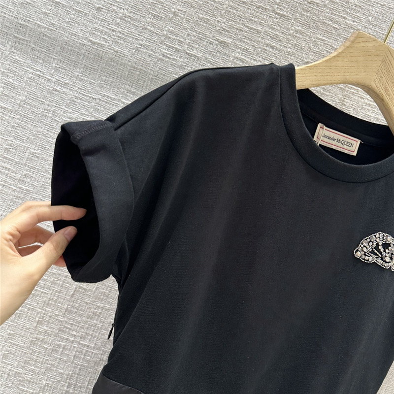 Alexander mcqueen black nylon patchwork dress replica clothing