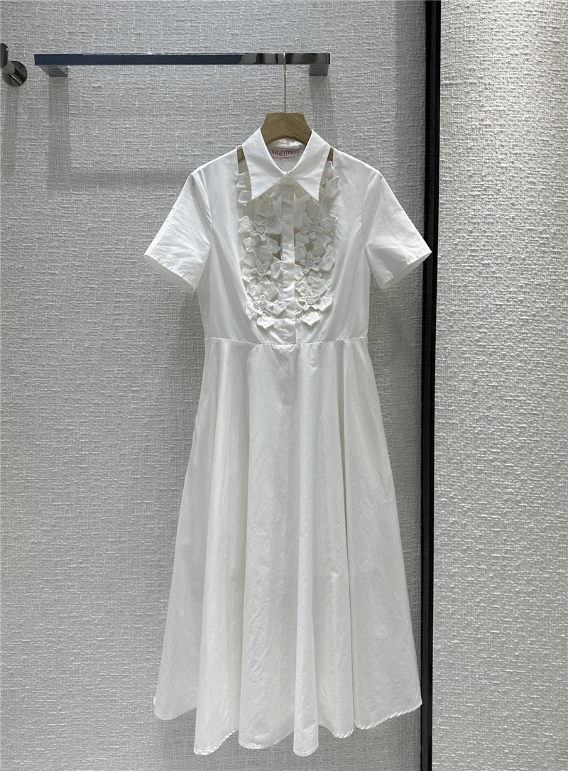 Valentino Embroidered Cotton Poplin Midi Dress