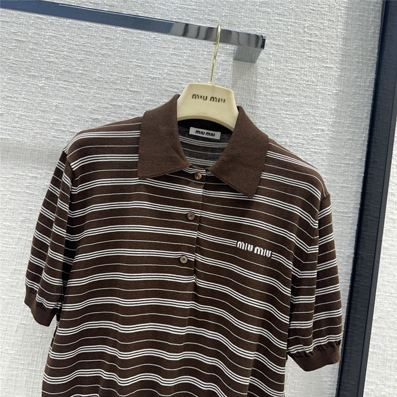 M1um1u striped polo top replica d&g clothing