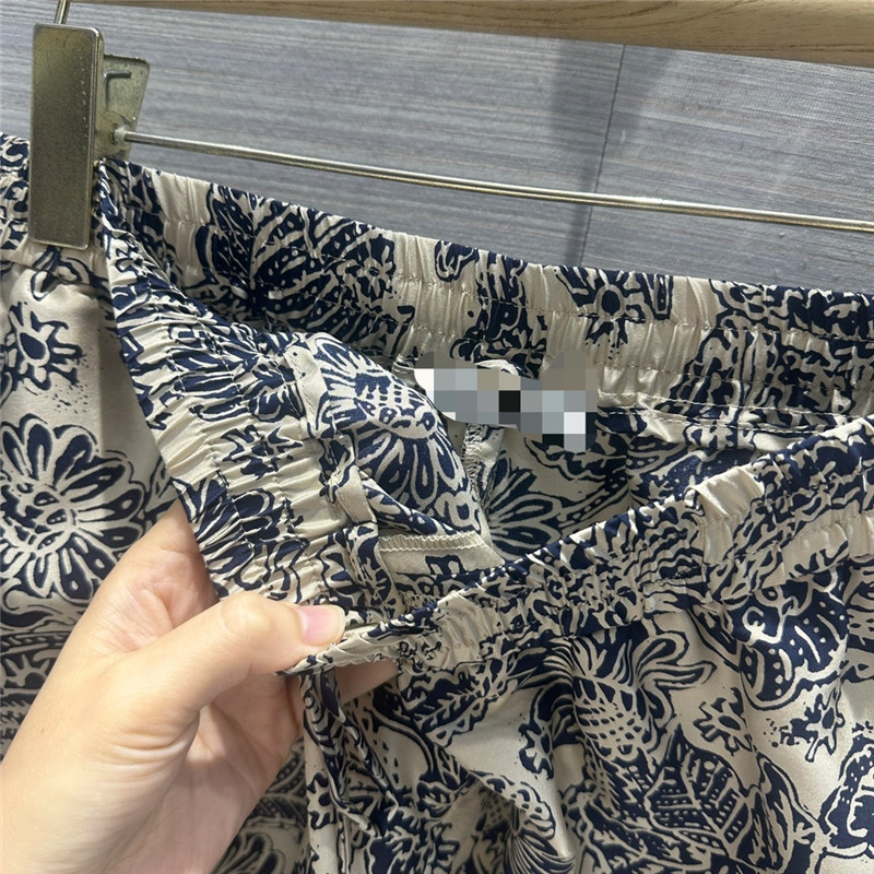 L0r0 P1ana oil painting flowers mulberry silk shorts replica clothes