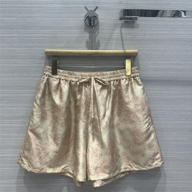 loro piana oil painting flowers mulberry silk shorts replica clothes