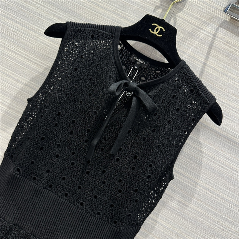Ch**el black sleeveless lace dress