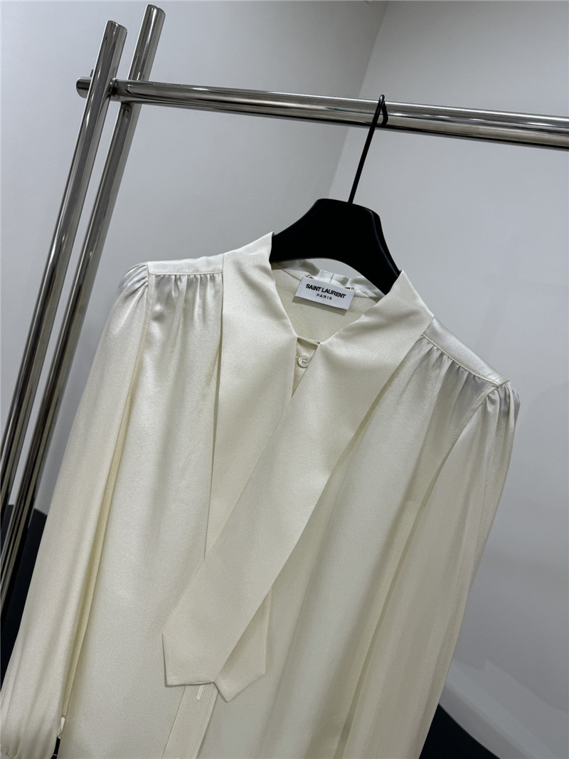 Y51 flower tie collar mulberry silk satin shirt replica clothes