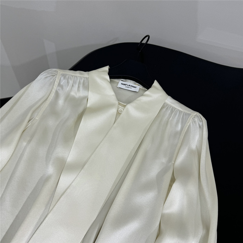 Y51 flower tie collar mulberry silk satin shirt replica clothes