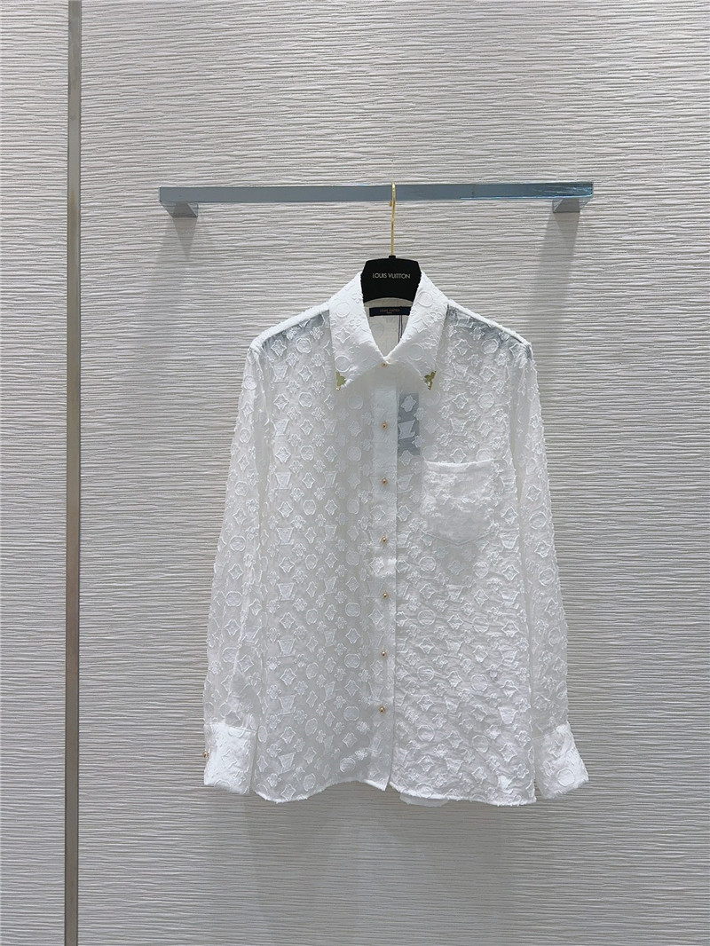 louis vuitton LV semi-see-through shirt replicas clothes