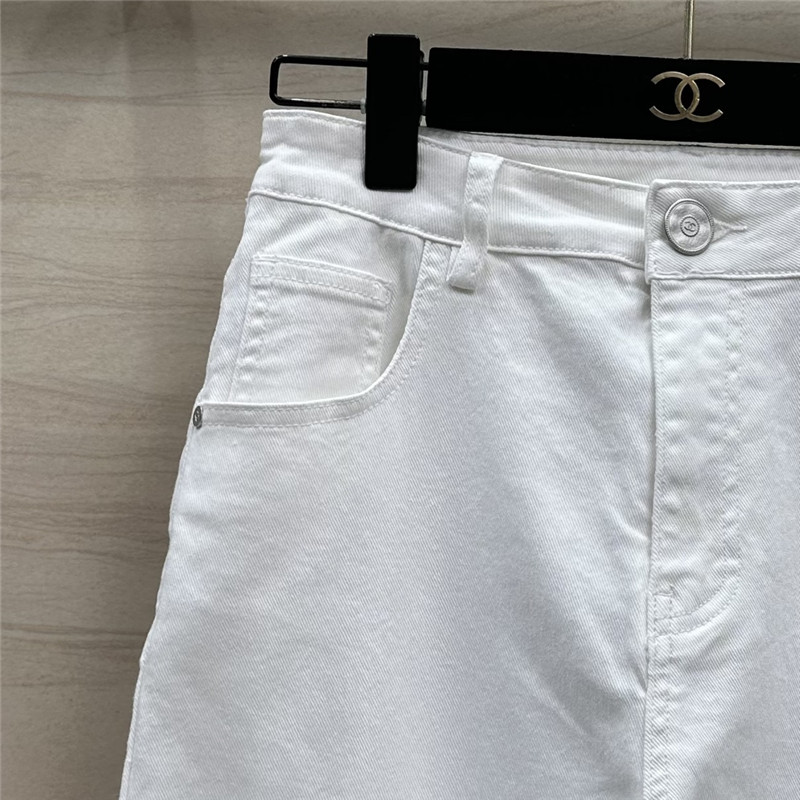 Ch**el hollow embroidered denim trousers replica clothing sites