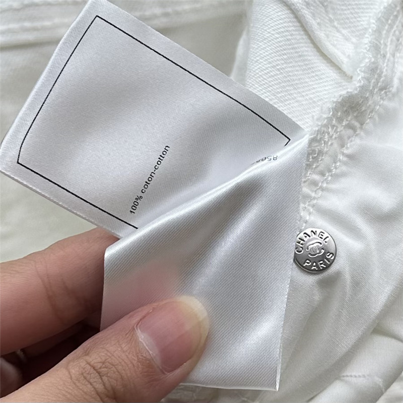 Ch**el hollow embroidered denim trousers replica clothing sites