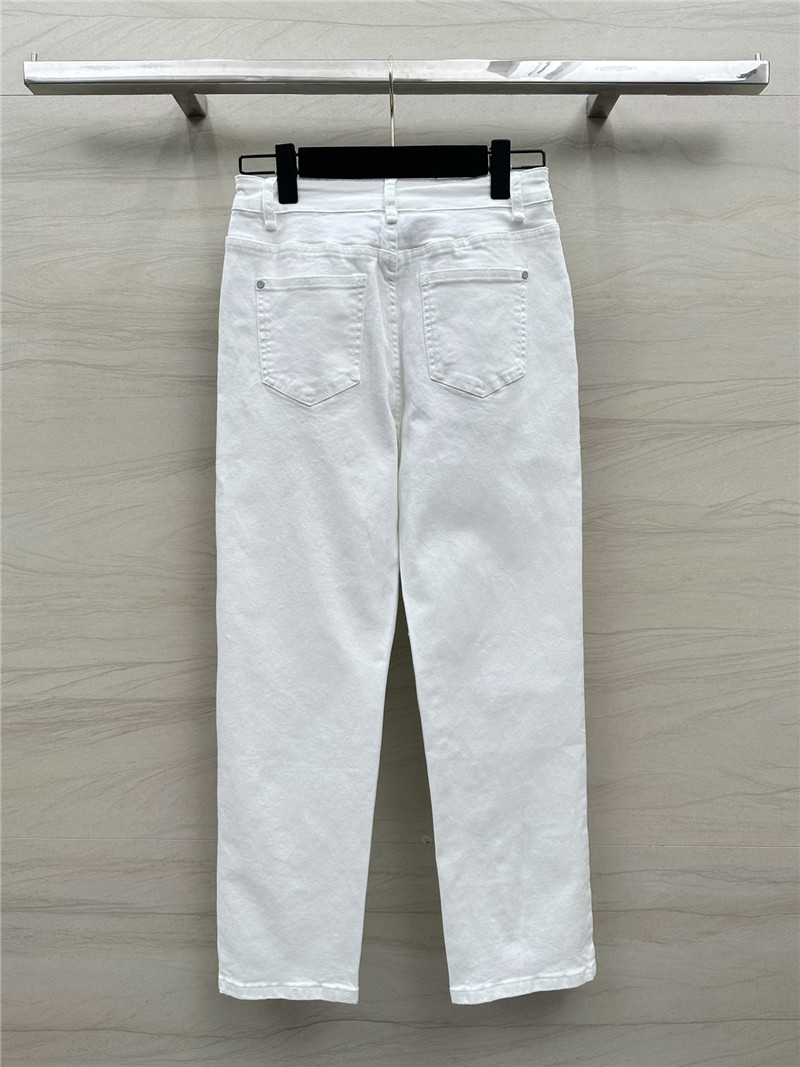 Ch**el hollow embroidered denim trousers replica clothing sites