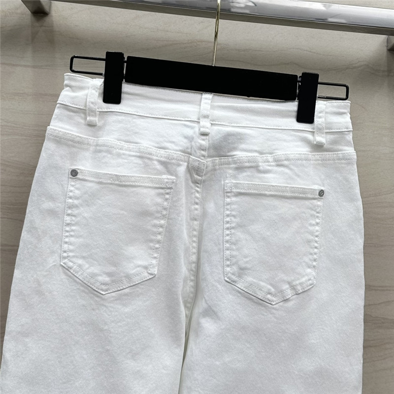 Ch**el hollow embroidered denim trousers replica clothing sites