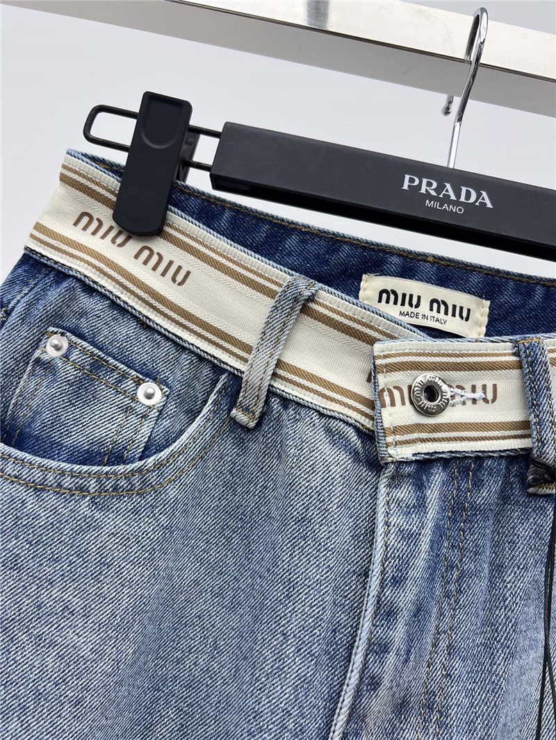 miumiu letter web denim wide leg pants replicas clothes