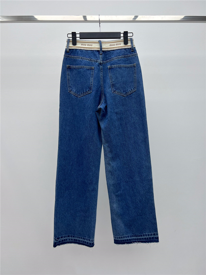 miumiu letter web denim wide leg pants replicas clothes