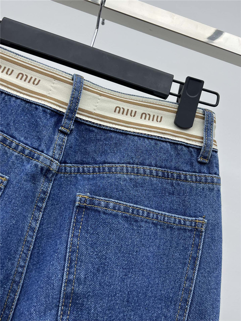 miumiu letter web denim wide leg pants replicas clothes