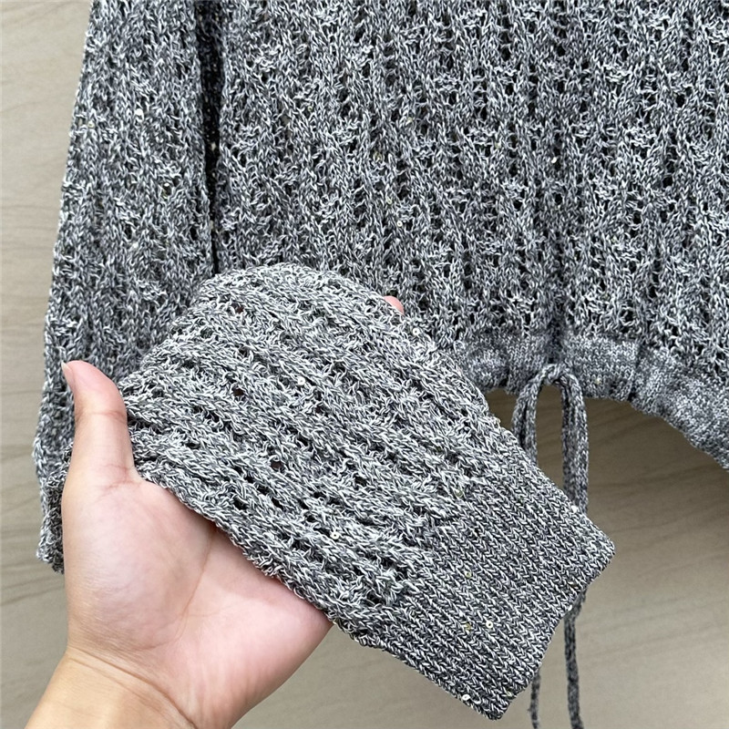 BC Hand Crochet Knit Sweater Grey