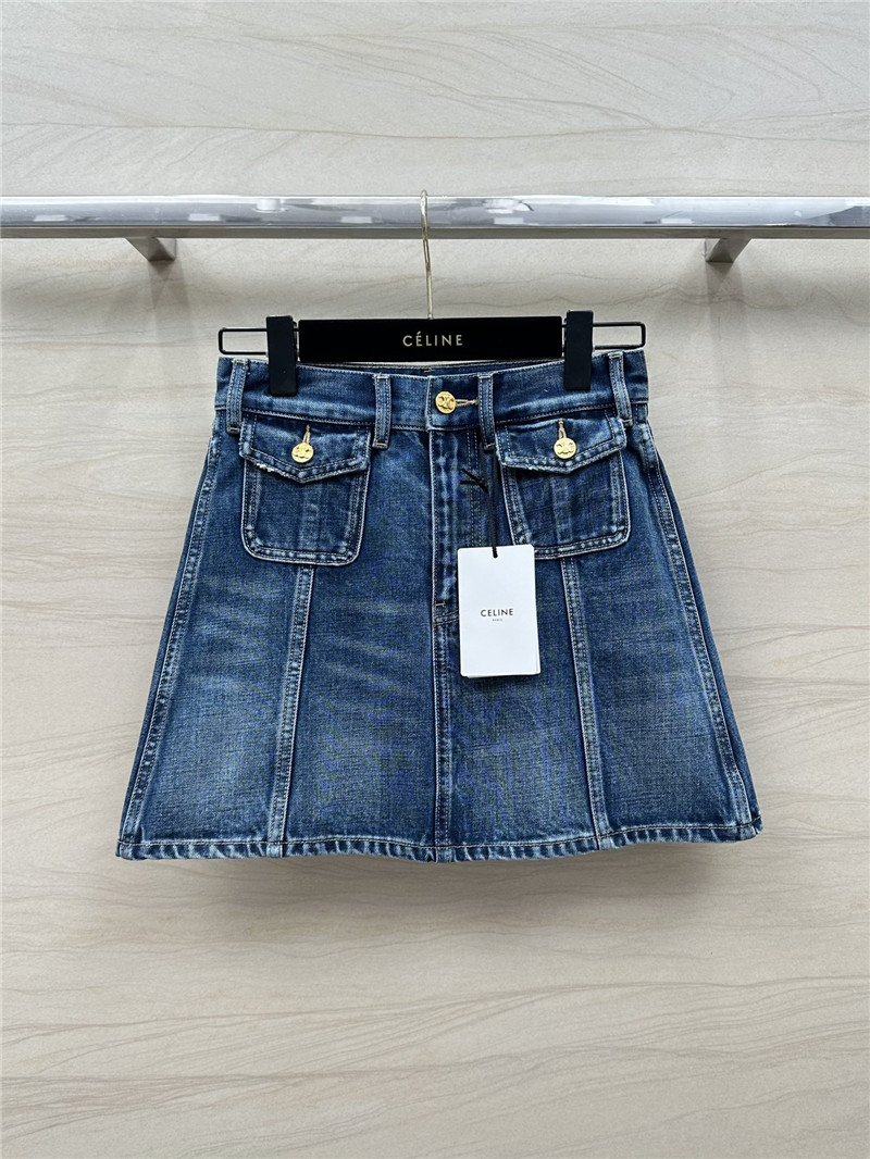 celine washed denim skirt replicas clothes