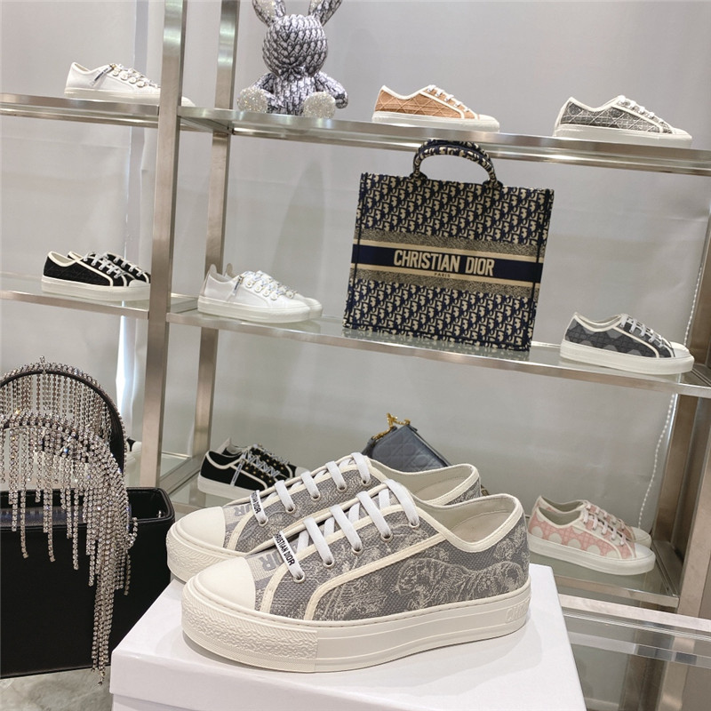 Dior Embroidered Walk’n Sneakers Gray