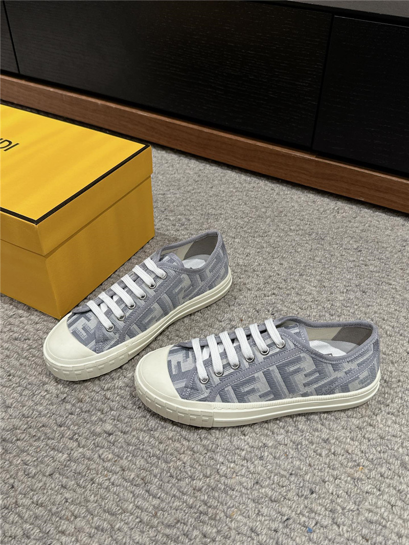 Fendi FF Lace-Up Canvas Sneakers