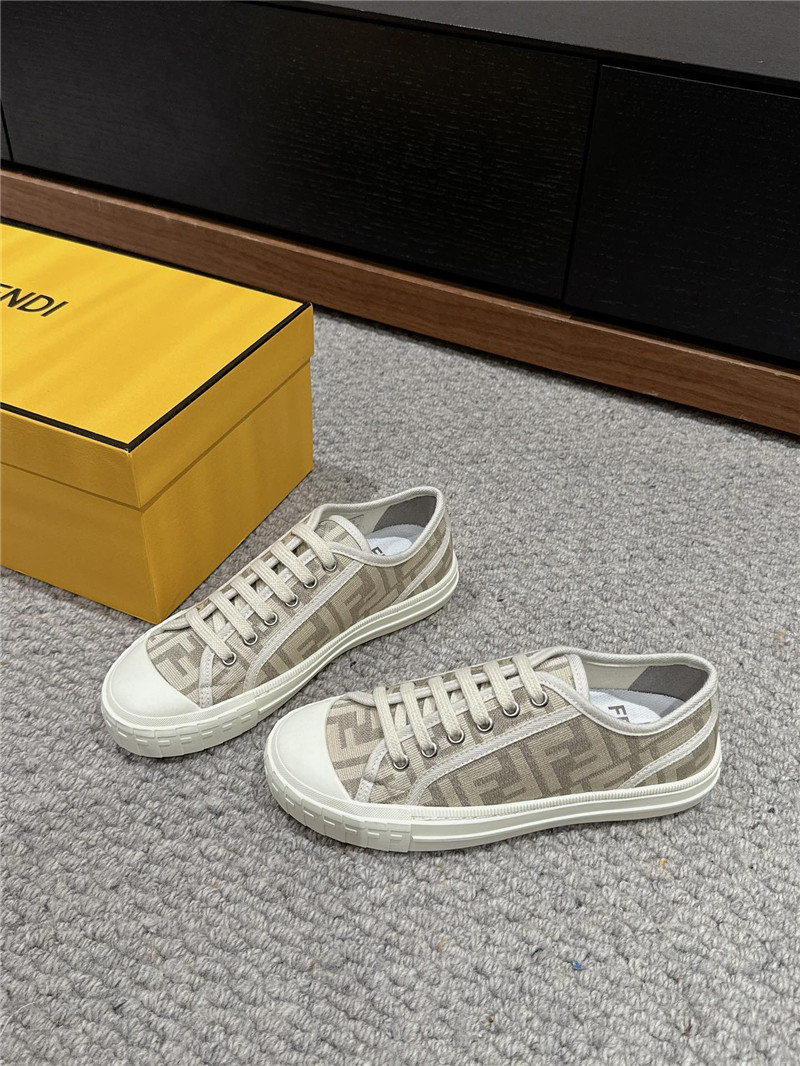 Fendi FF Women’s Lace-Up Canvas Sneakers