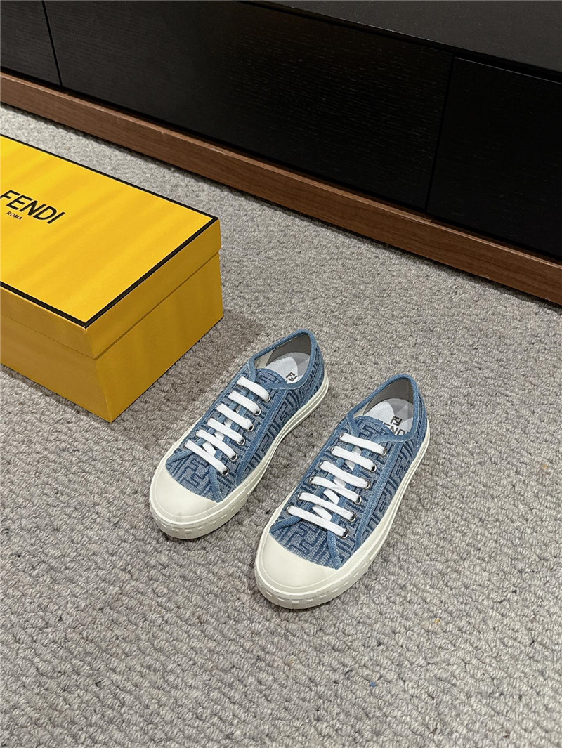 F**di ff light blue canvas sneakers