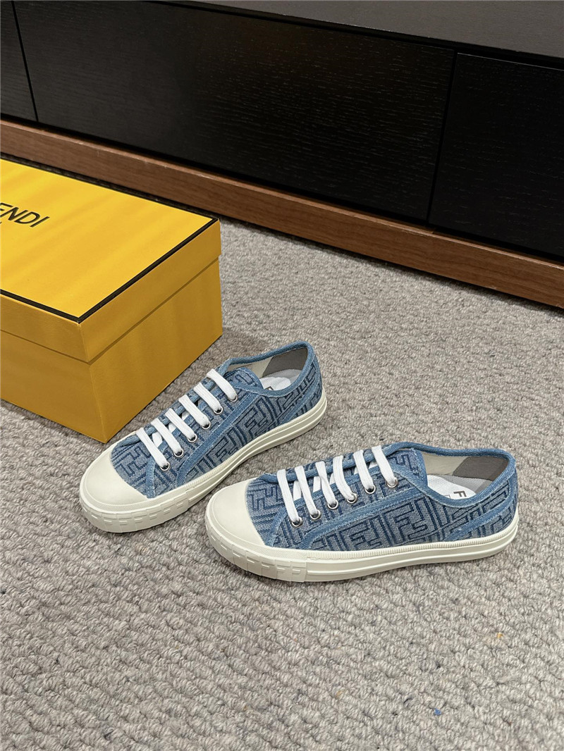 Fendi FF Light Blue Canvas Sneakers