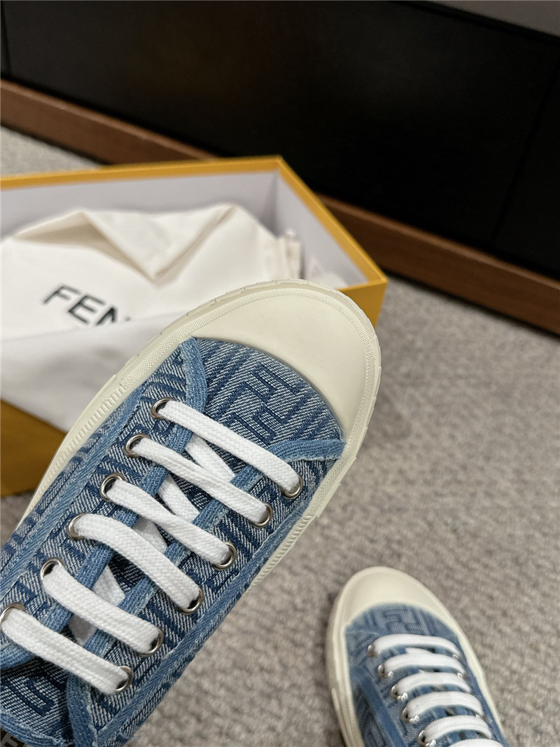 F**di ff light blue canvas sneakers